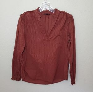 J. Crew Ruffle Trim Pop Over V-Neck Top